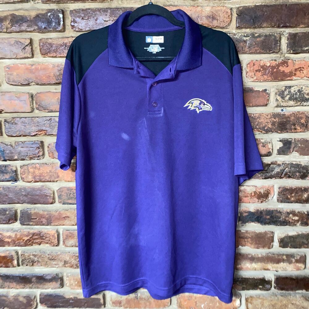 NFL Team Apparel Baltimore Ravens Short Sleeve Polo Shirt Men's Size Large